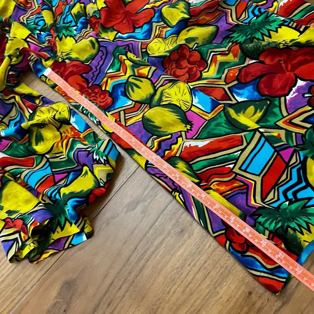 Vintage 80s Pant Set Size L Tropical Fruity Bright - Picture 12 of 16